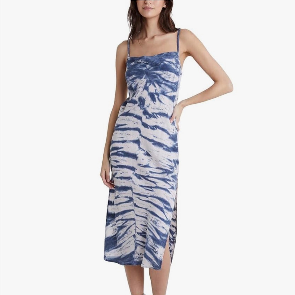 Bella Dahl Maxi Bias Slip Dress Indigo Chevron Dye. Size Xs